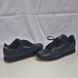 Reebok Men's Black Leather Sneakers